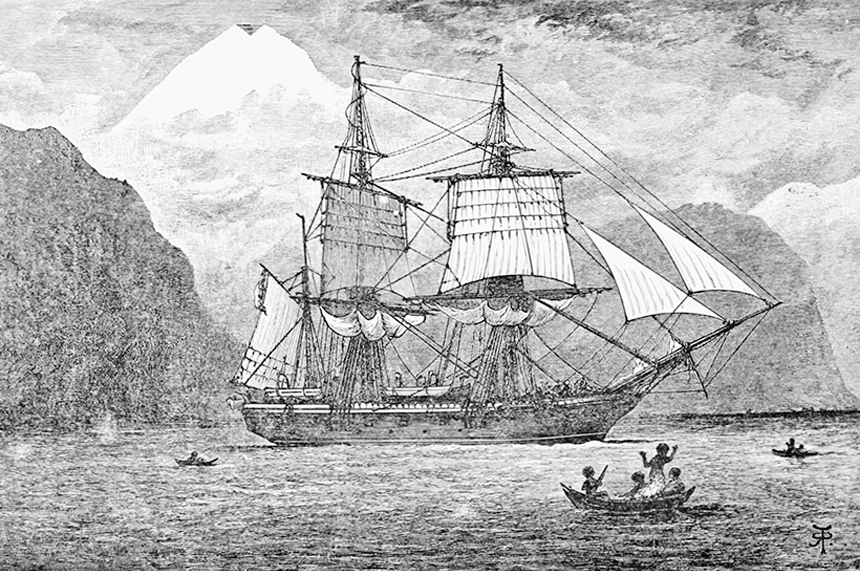 Galapagos Graphics: HMS Beagle in the Straits of Magellan, 1890, Popular Science Monthly Volume 57, R. T. Pritchett