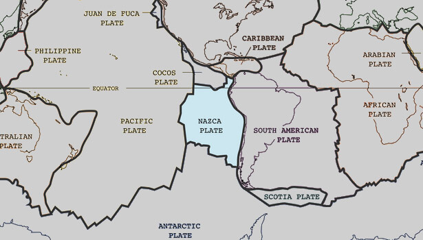 Galapagos Graphics: The location of the Nazca plate (Public Domain)